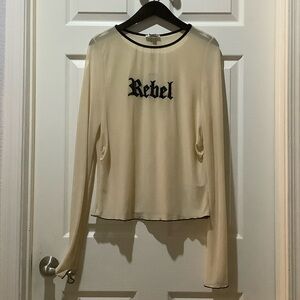 Rebels Ivory Long Sleeve Tee with Black Trim